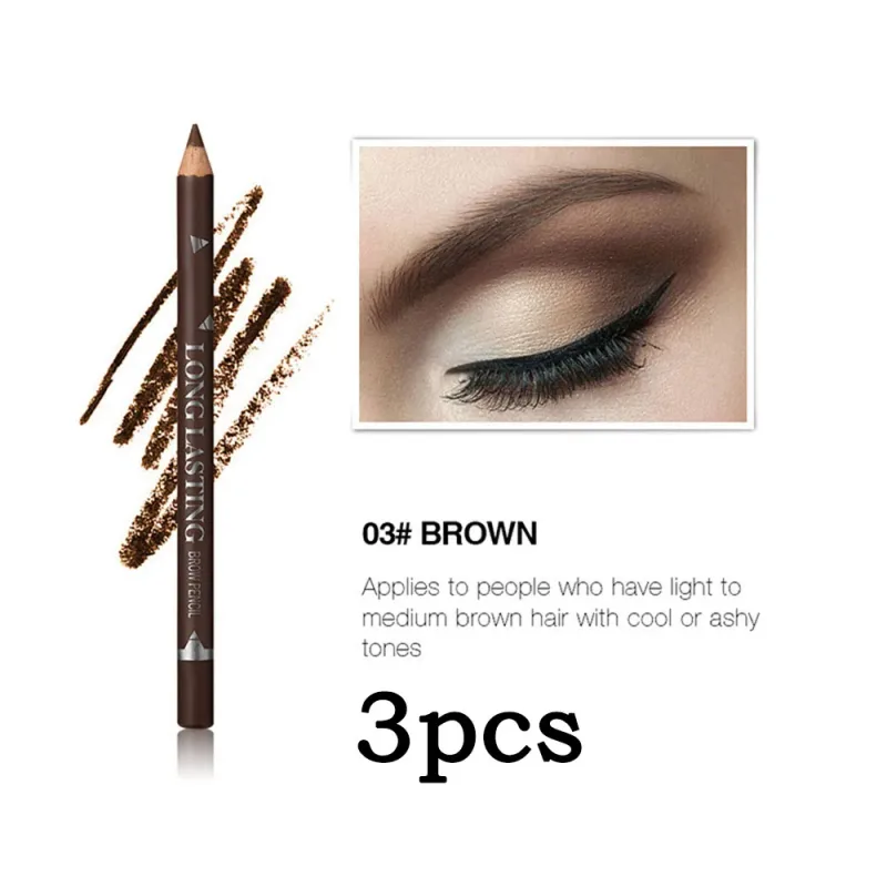 2pcs MENOW 3 Colors Long Lasting Waterproof Eyebrow Pencils Double Use Wooden Pole Eyeliner Permanent Makeup Tattoo Accessories — image 10