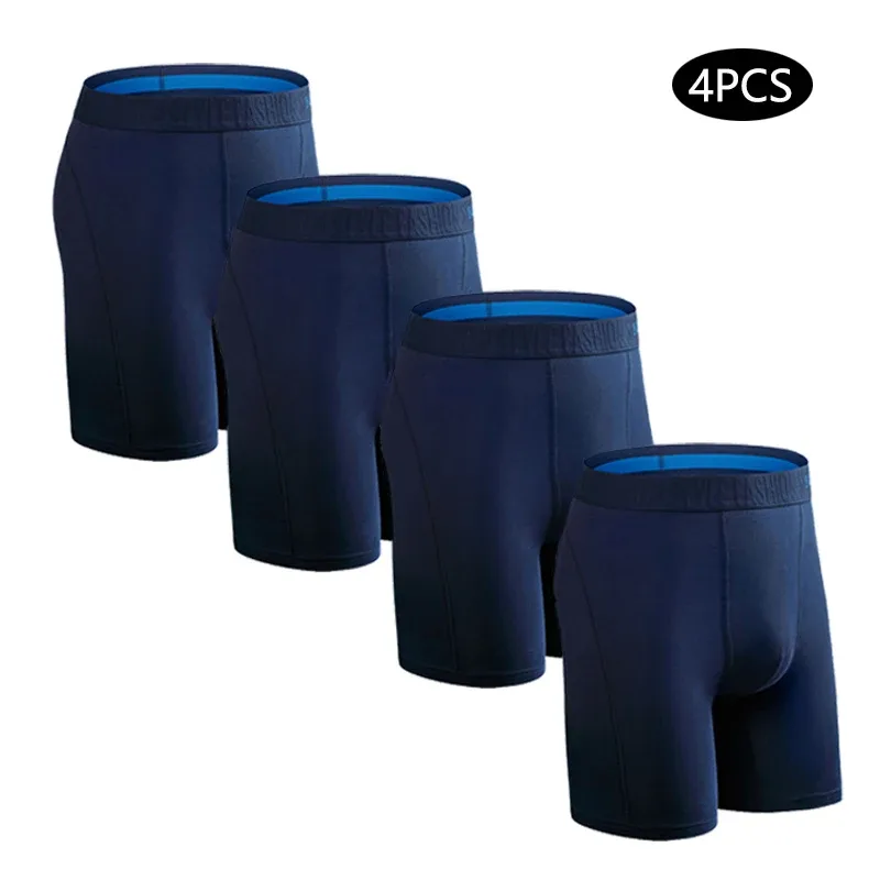 4pcs Long Boxers for Men Underwear Plus Size Men's Panties Sexy Long Leg Underpants Cotton Mens Boxer Shorts Fashion Male Trunk — image 23