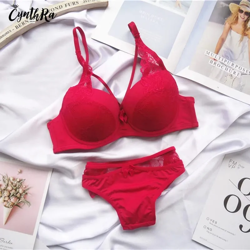 Lingerie Bra Underwear for Women Sexy Section Breathable Female Large Plus Size Lace Push Up Bralette Bra and Panty Set