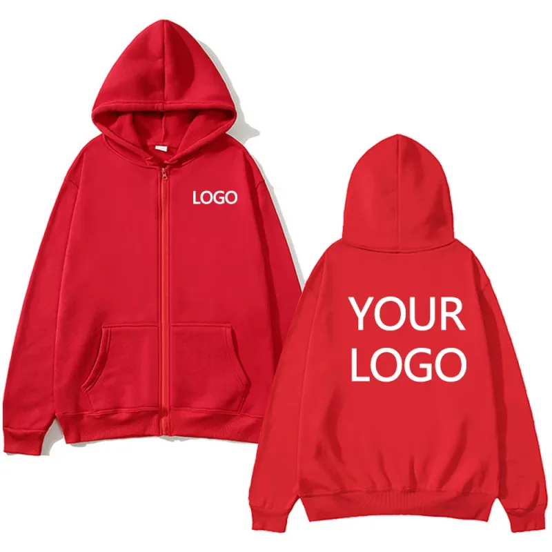 DIY Personalised customised logo men's street hoodie zip front sports sweatshirt women's casual knitted hoodie couple's gift — image 12