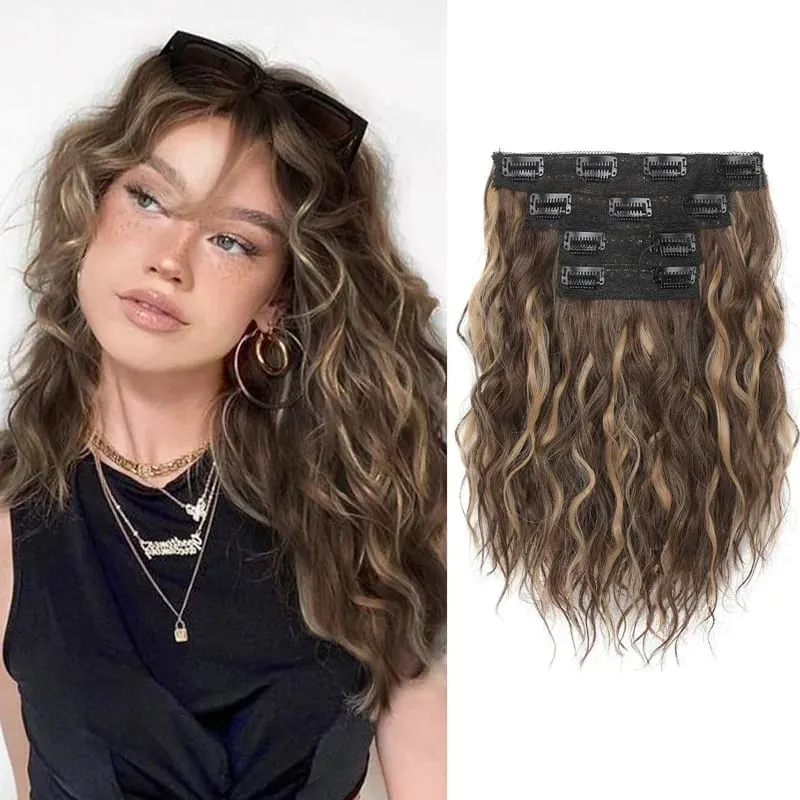 Synthetic Hair Extensions 6PCS Curly Clip In Hair Extensions 12" Short Curly Wavy Invisible Natural Soft Hairpieces for Women — image 8
