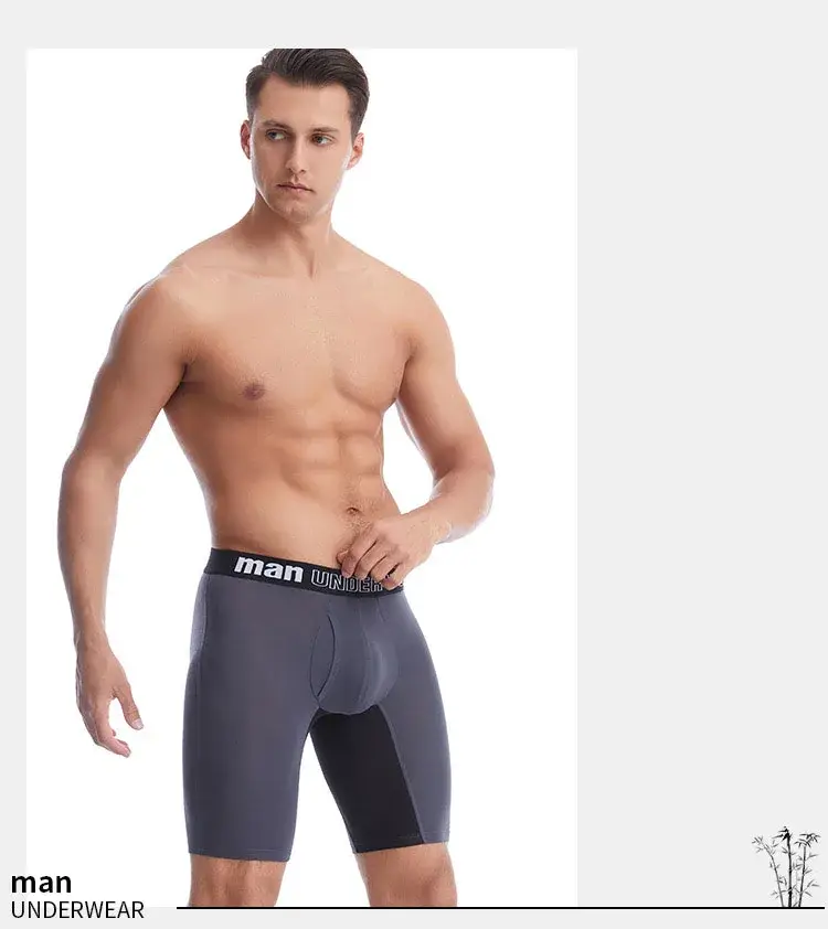 3 pièces hommes boxeurs grande taille Sexy culottes sous-vêtements Pack Boxer Shorts bambou fibre culotte caleçon Long Homme culotte 5XL-7XL — image 3