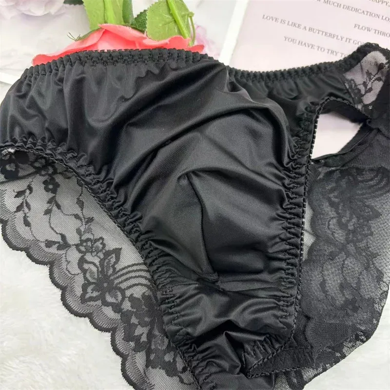 Herren Sissy-Höschen, Bikini-Slip, Dessous, Spitzenbesatz, Sissy-Unterwäsche, schwuler männlicher Crossdress-Unterhose, sexy Unterwäsche für Männer — image 15