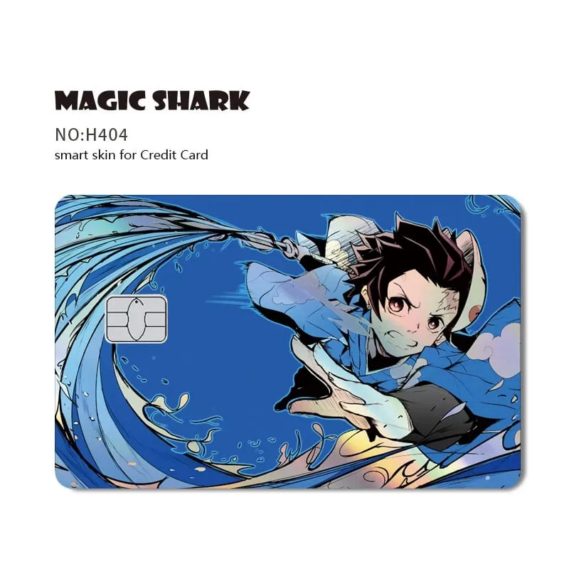 Magic Shark Demon Slayers Anime Cool Shinny Holographic Laser Skin Cover Sticker Film for Debit Credit Card