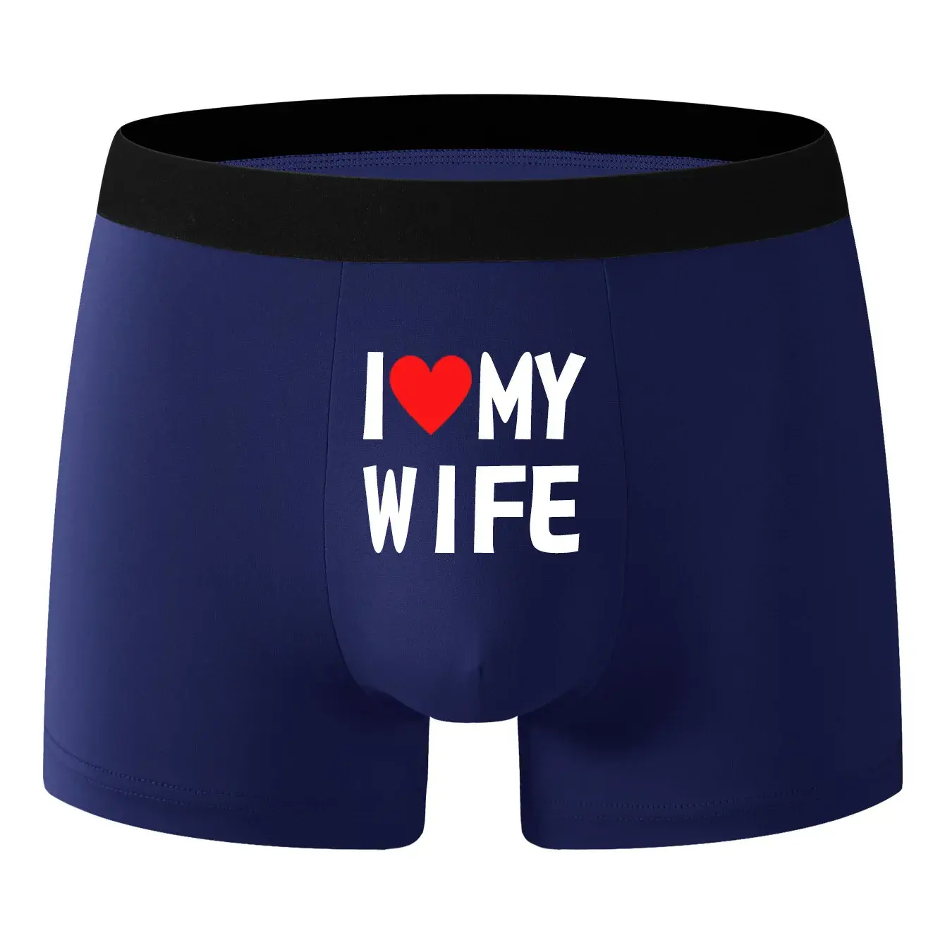 1/2PCS Heart Pattern Men Underwear Personalized Printing I Love My Wife Solid Color Fashion Soft Breathable Men Boxer Underpants — image 6