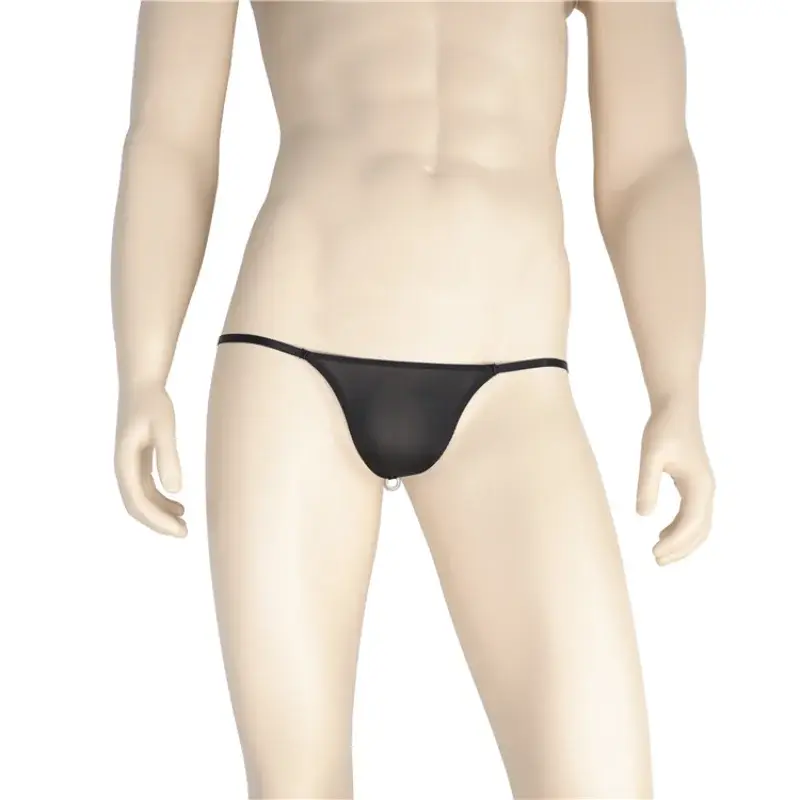 Men Sexy Ice Silk Thong Low Waist Soft Transparent Underwear Pearl Crotch Bikini Slip Ultra-Thin Translucent Pouch Underpants — image 3