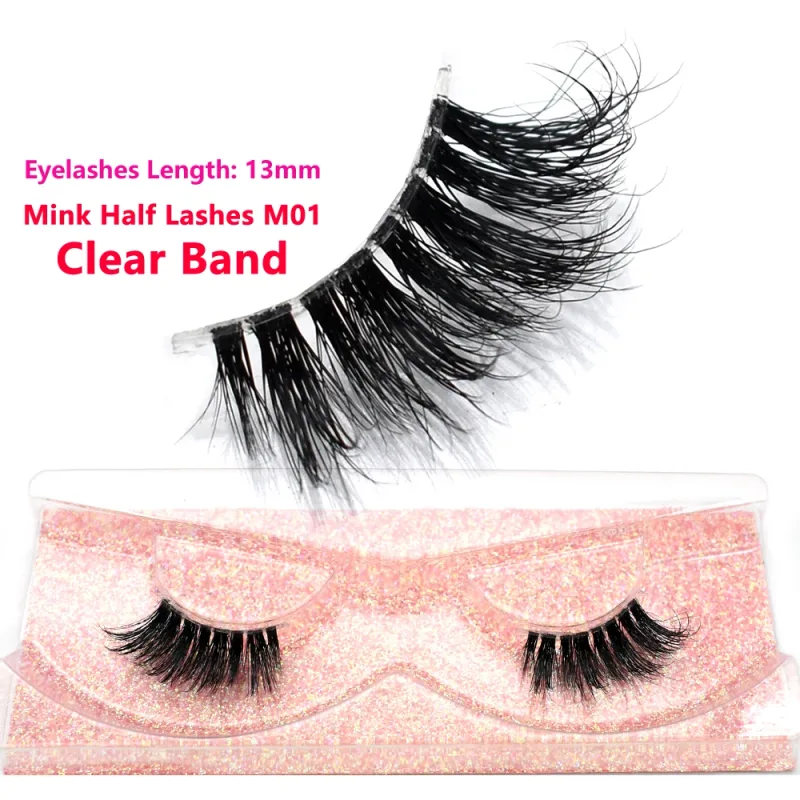 Demi-cils naturels 3D en vison, courts, duveteux, vaporeux, bande croisée, doux, Extension, maquillage — image 40