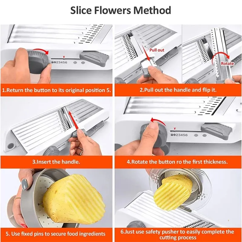 18 in 1 Adjustable Mandoline Vegetable Slicer Stainless Steel Vegetable Slicer Julienne Slicer for Potato Onion JT214