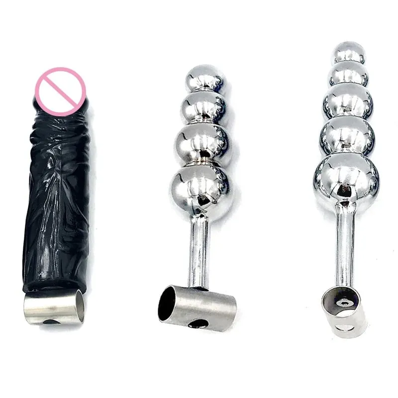 Metal/Silicone Chastity Belt Accessories Anal Vaginal Plug Detachable Anus Toys Adult Sex Toys For Men Women Butt Beads Dildo — image 4
