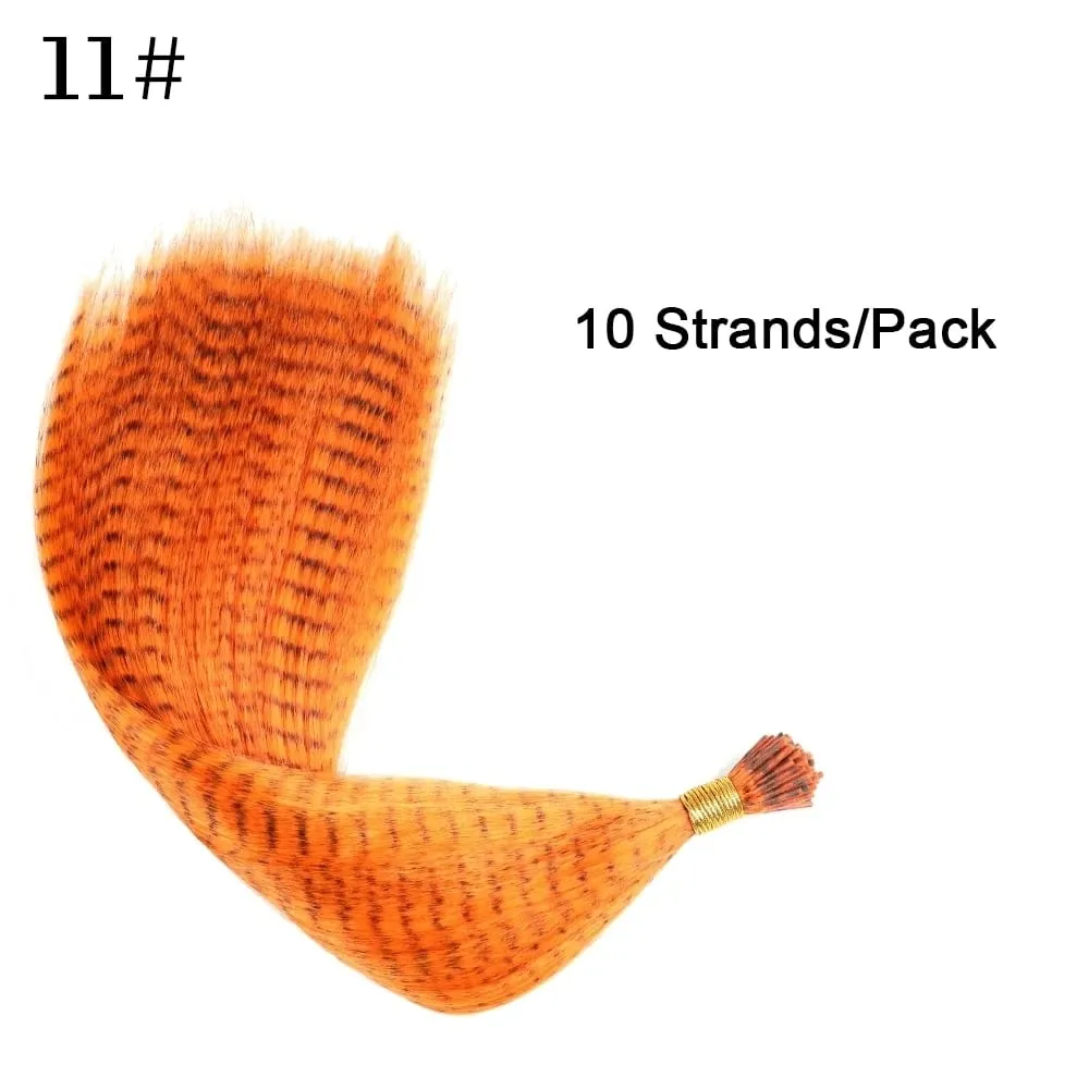 Synthetic Colored I-Tip Faux Feather Hair Extensions 16" 10 Strands/Pack Women's Heat Resistant Fiber Wig Accessories — image 17