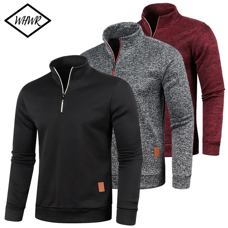 Men Sweatshirts Spring Thicker Pullover Half Zipper Pullover for Male Hoody Outdoor Sweatshir Autumn Solid Color Turtleneck Swea — image 27