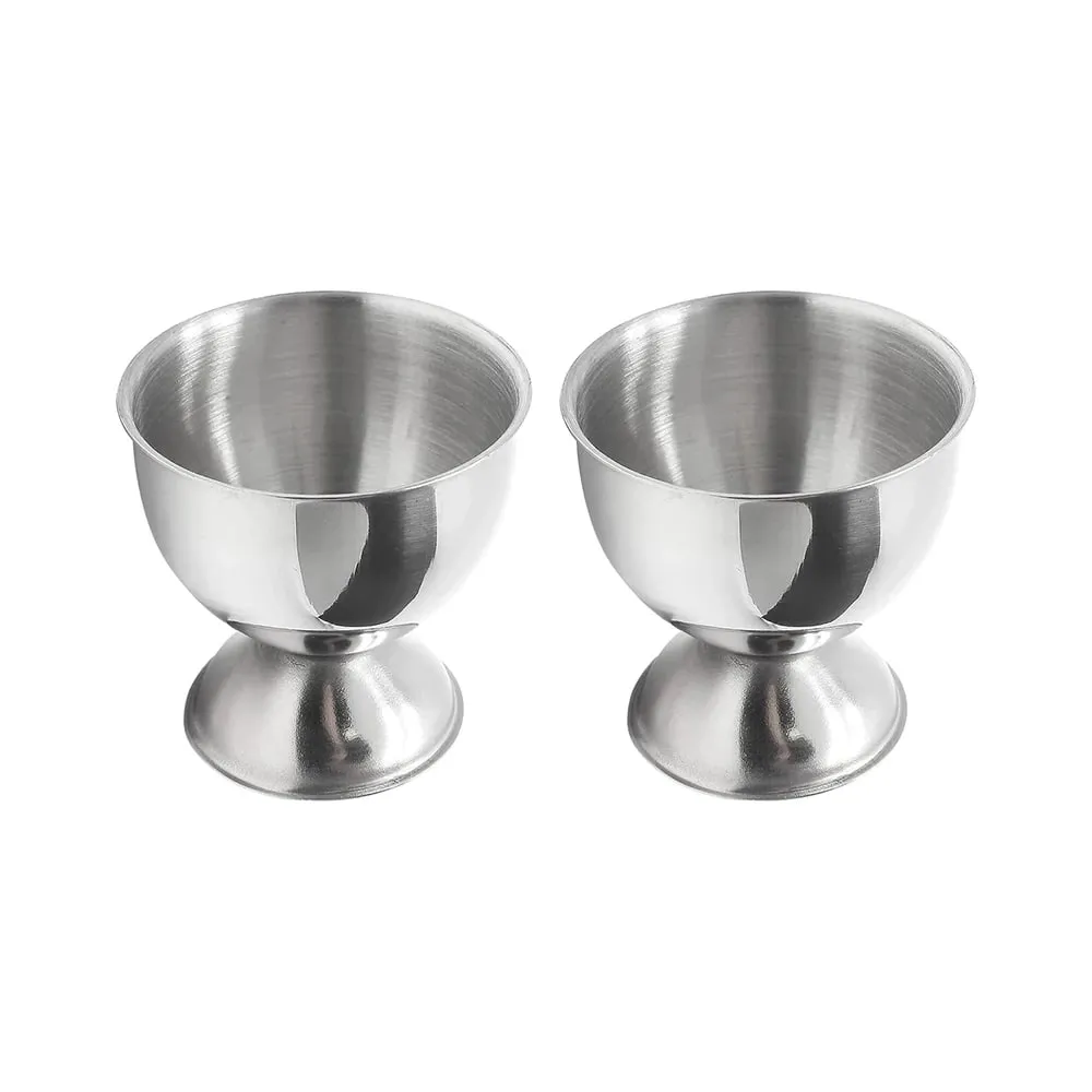 Egg Cups Set Stainless Steel Hard Soft Boiled Egg Tray Holder for Breakfast Brunch Kitchenware Christmas Gift Set Kitchen Tools