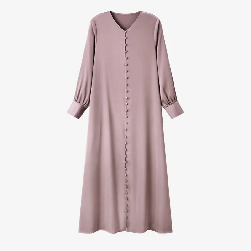 AS SS26 lätt satin boll knappar klänning lätt super bekvämt tyg dressade kvinnokläder — image 8