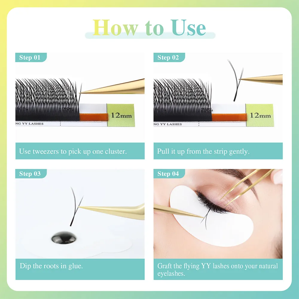 Flying YY Fox Eye Lashes Y Shape Eyelash Extensions Soft Natural Premade Volume Fans Bundle Eyelashes Makeup