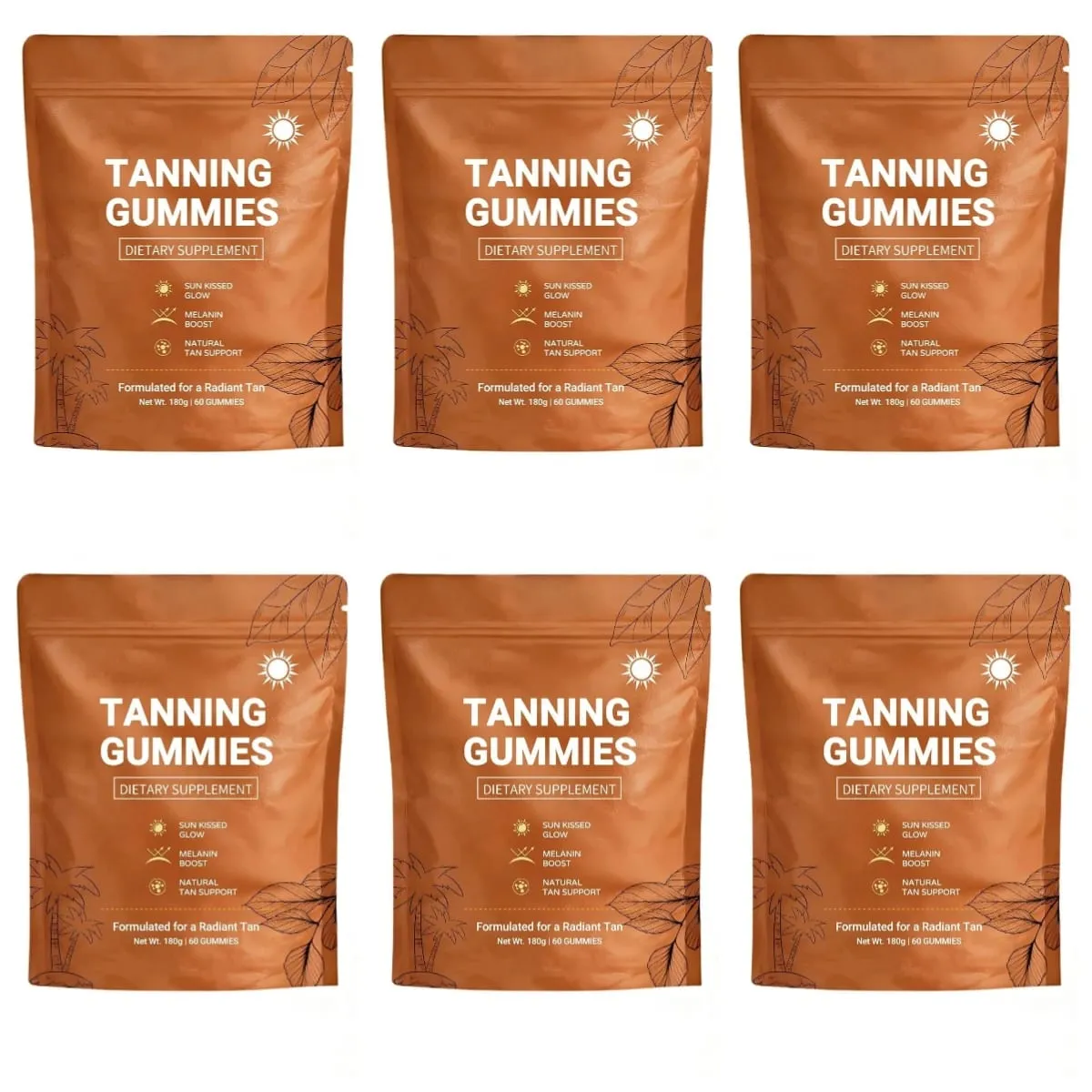Gummies abbronzanti per donne Supporto abbronzante senza sole Supporto vegano senza zucchero Non OGM Astaxantina e licopene 60 conteggi — image 10
