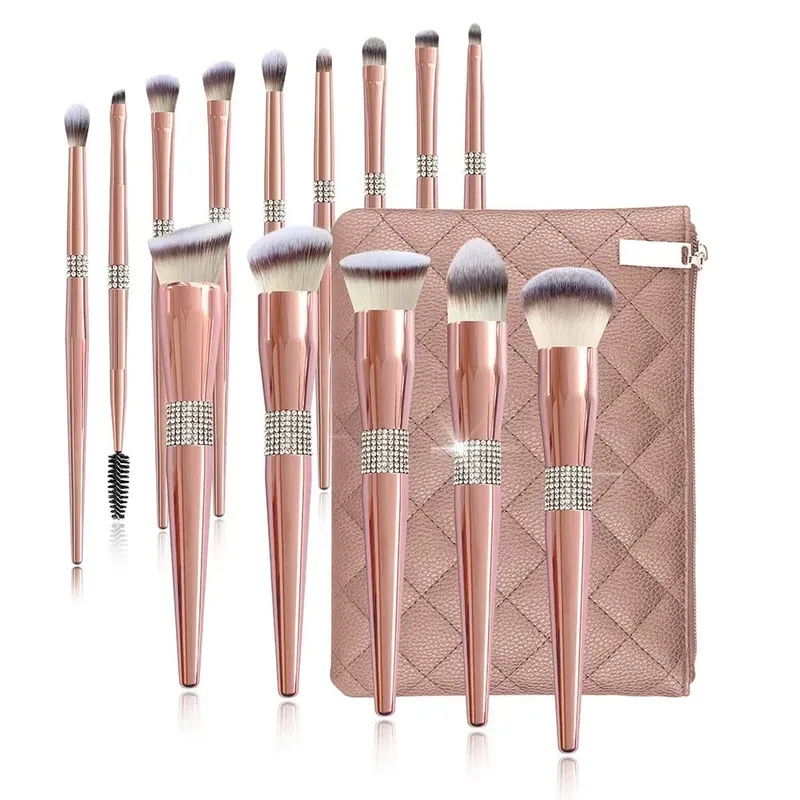 10pcs Diamond Makeup Brushes Set Cosmetics Blending Tool Powder Foundation Blush Highlight Eyeshadow Eyebrow Eyelash Brush — image 8