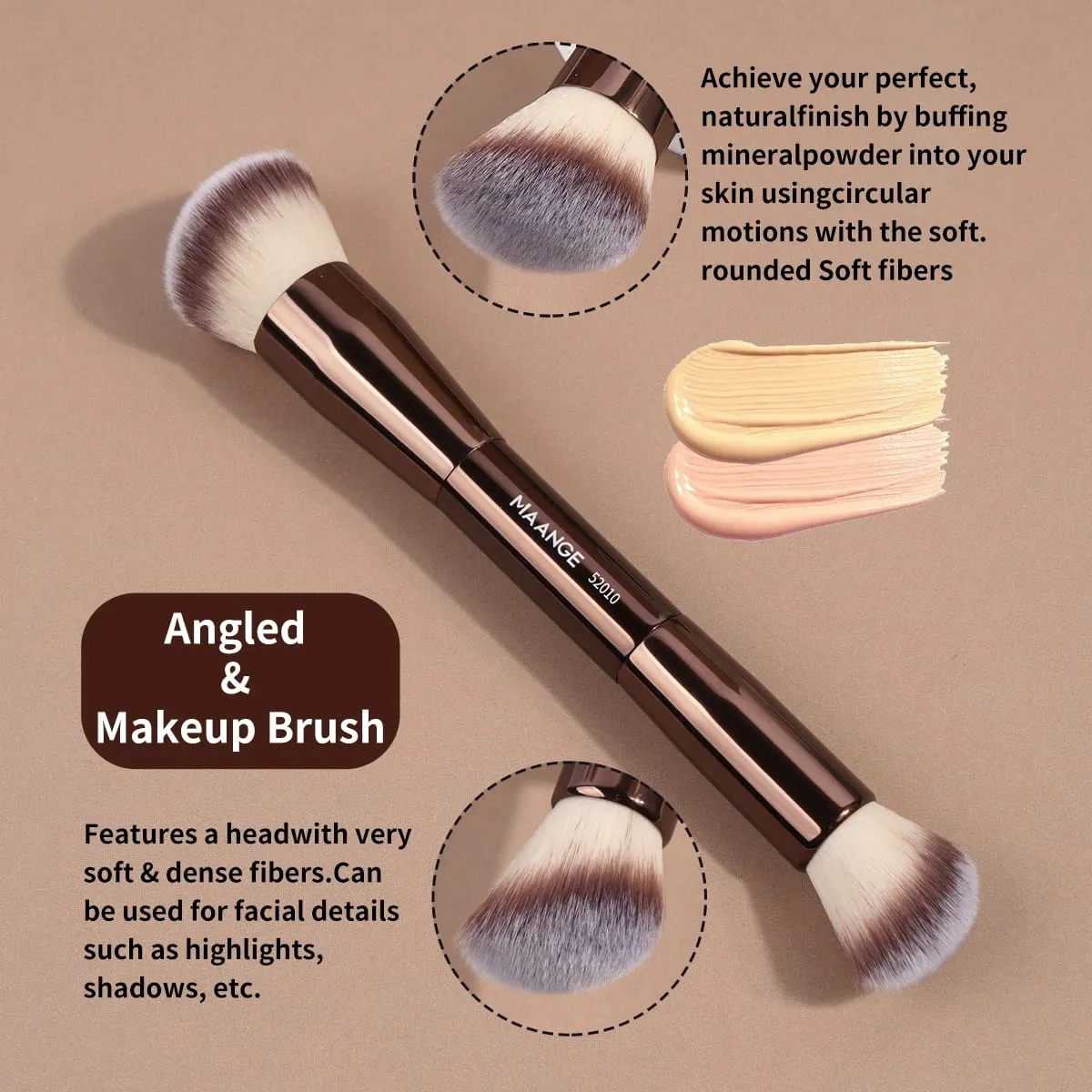 1pcs Double-Ended Foundation Makeup Brushes for Liquid Cream Powder Concealer Soft Fluffy Bristle Cosmetic Beauty Tools — image 3