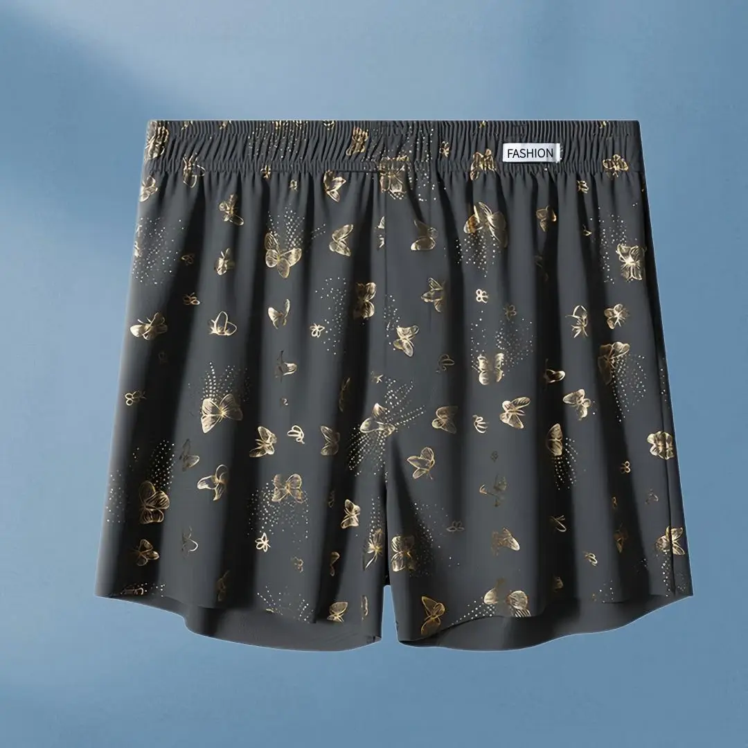 4 Parça Kelebek Baskı Erkek Kişiselleştirilmiş Aro Pantolon, Bol ve Nefes Alabilen Günlük İç Giyim, Erkek Moda Boxer Şort — image 9