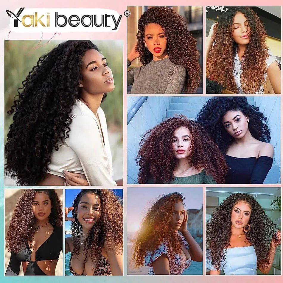 26'' Synthetic Jerry Curly Hair Extensions Double Weft 6PCS/Set Clip-In Full Head Organic Ice Silk Hairpiece Black/Brown 160g — image 7
