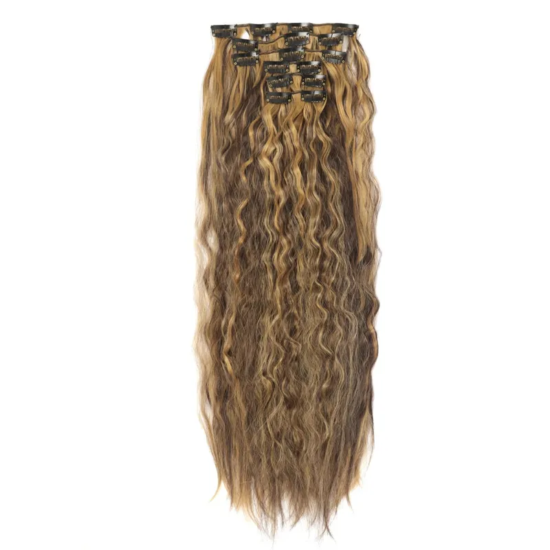 Extensions Long Synthetic Clip In Hair Wavy Clip In Hair Extensions 6Pcs/Set Piece Synthetic Ombre Blonde Brown Thick Hairpieces — image 14