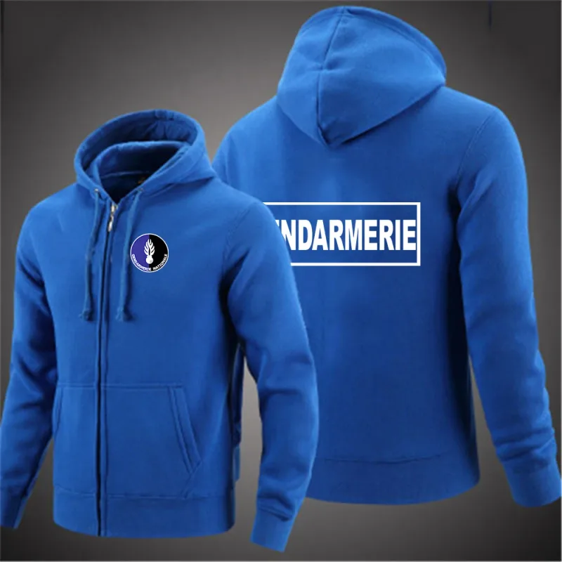 2025 Spring Autumn French Gendarmerie Logo Printed Solid Color Simplicity Hoodies Men's Popular Cardigan Streetwear Jacket Coats — image 2