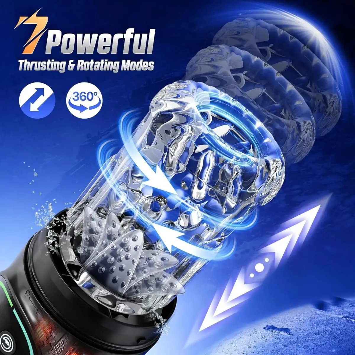 IPX7 LED Automatic Male Masturbator Cup 7 Rotating Licking Thusting Modes Pocket Pussy Stroker Blowjob Sex Toys For Men — image 2