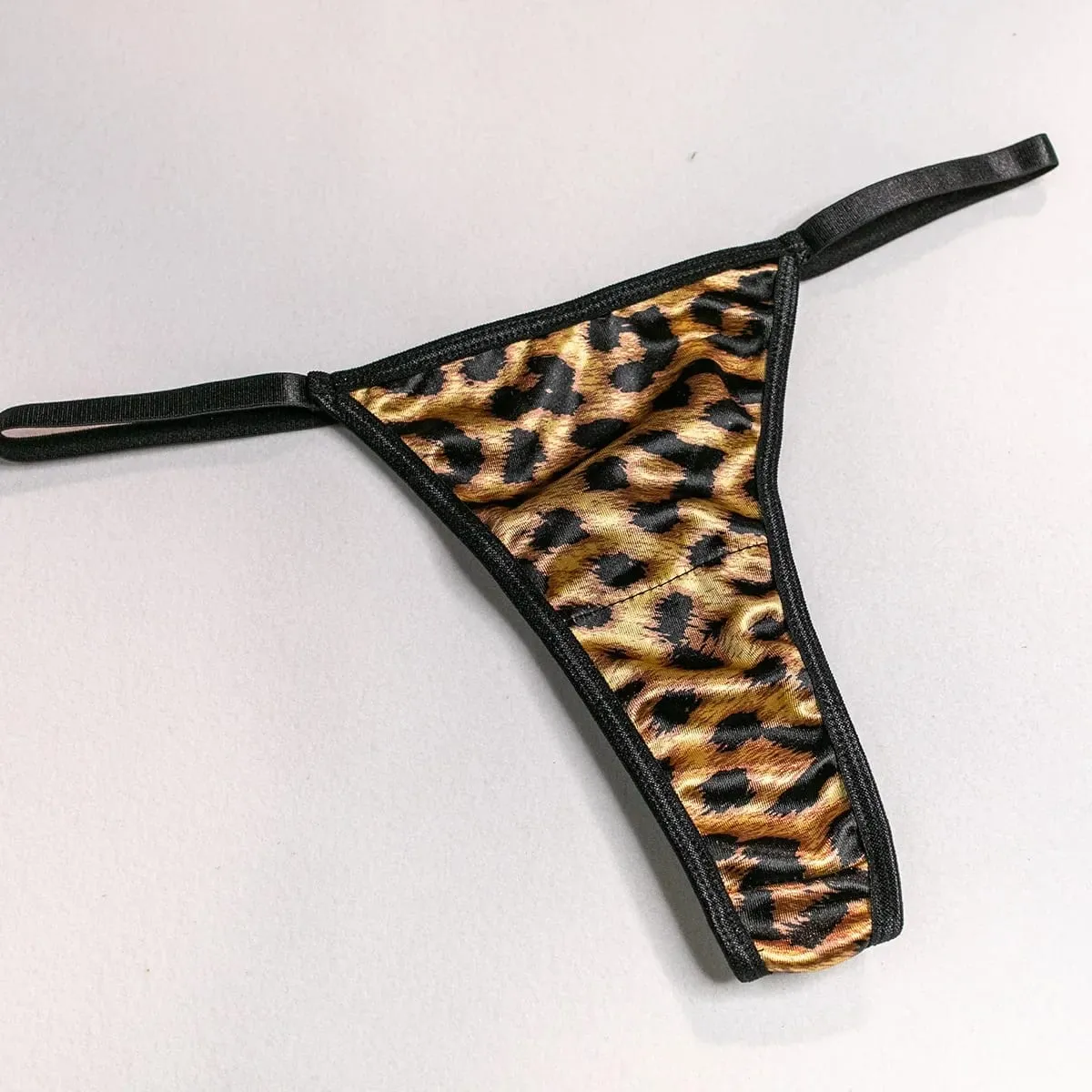Sexy Wild Leopard Printed Lace Patchwork Lingerie Set Women Comfortable Three Piece Bra and Panty Set Female Exotic Apparel Suit — image 6