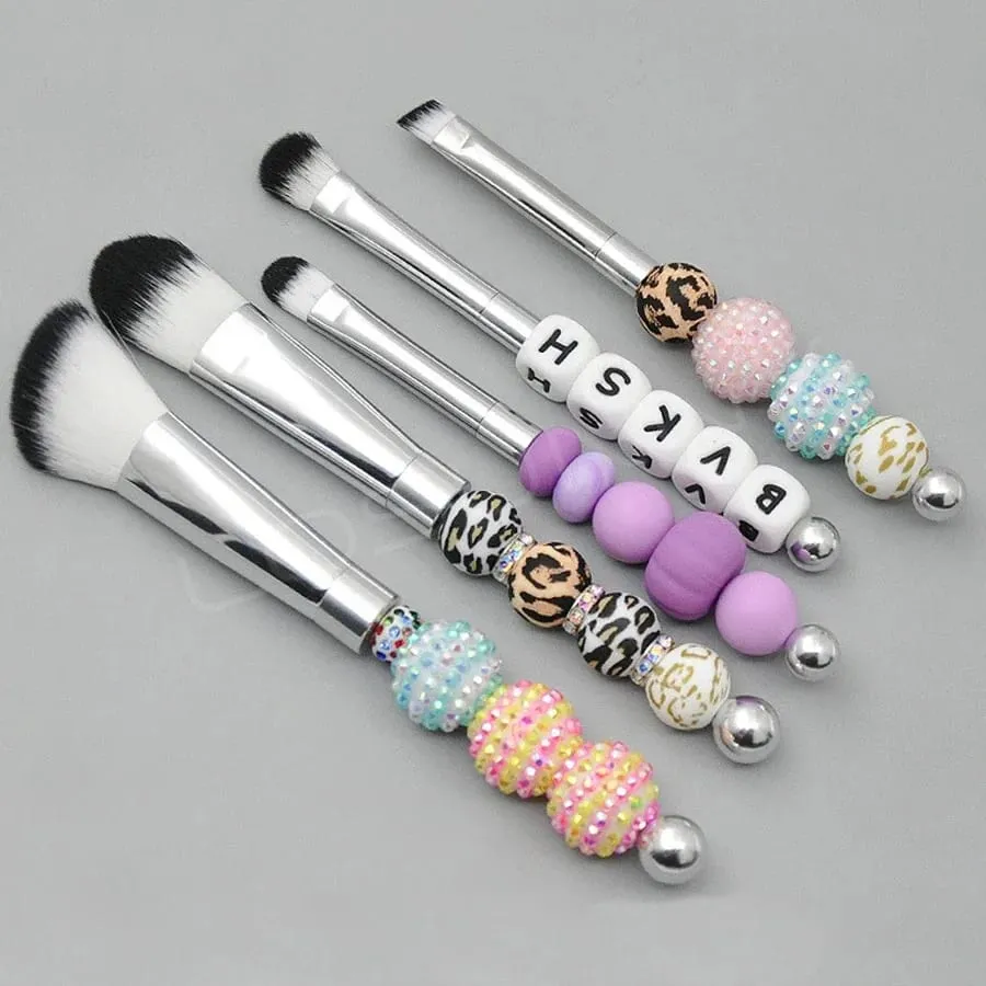 5pcs Beadable Makeup Brushes Unique Brushes Silicone Beads DIY Makeup Cosmetic Brushes Beaded Brushes Kit For DIY — image 4