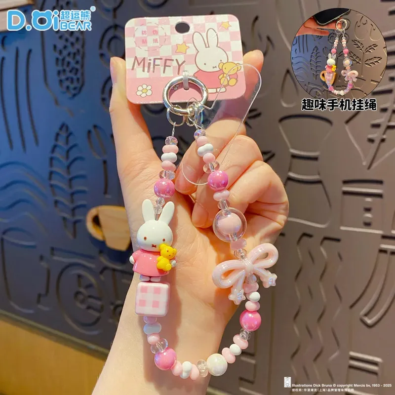Kawaii Anime Miffy Rabbit Keychain Doll Cutegirlish Cartoon Creative Diy Keychain Schoolbag Gift