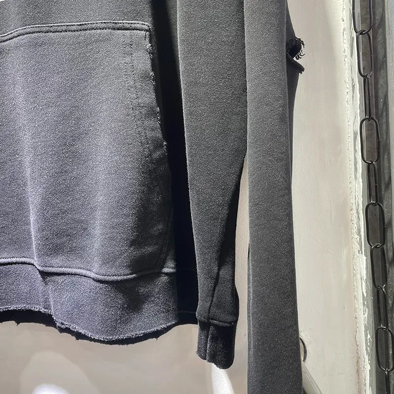Nieuwe Oversize PALY Hoodies Heren Vrouw Gewassen Zwart Beschadigd Beste kwaliteit Casual Vintage Vest Zip Sweatshirts