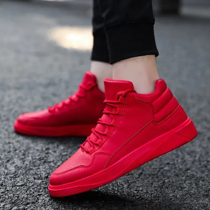 Men's Spring Fashion Comfortable Lightweight Slip-Resistant High Top Leather Sneakers — image 5