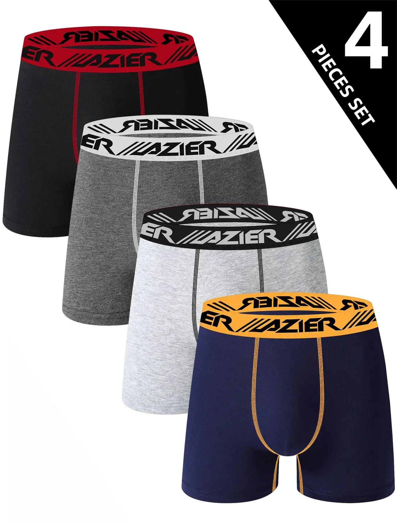 4 Piece Men's Underwear Soft Comfortable Men's Long Boxer Briefs Stylish Simple Contrasting High-end Men's Leggings — image 4