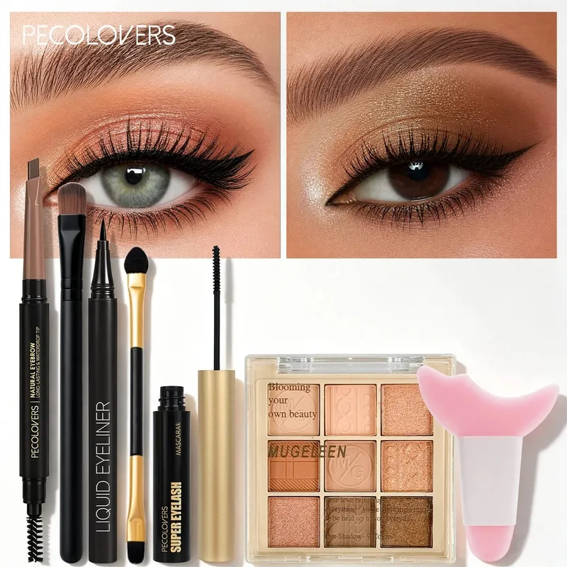 7PCS Eye Set Eyeshadow Palette + Eyeliner + Mascara + Double-ended Eyebrow Pencil Matching Makeup Tools Eye Highlighter — image 6