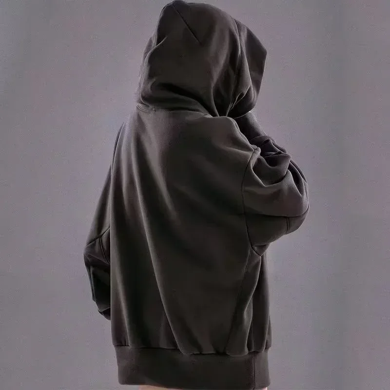 Winter Embroidery Turtleneck Men's Hooded Sweatshirt Japanese Ninja Oversized Hoodies Hip Hop Fleece Pocket Streetwear Y2K Hoody — image 5