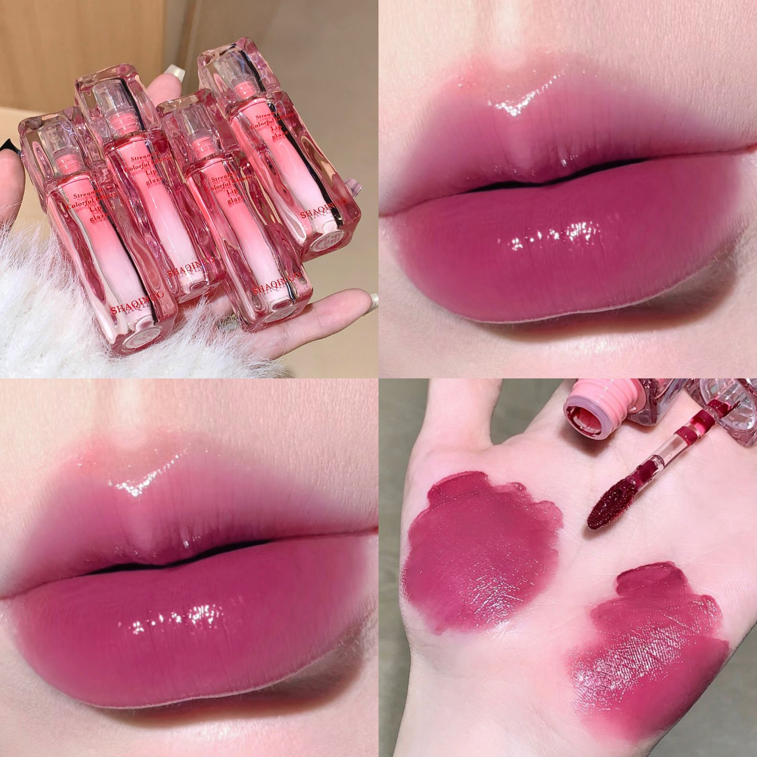 Water Gloss Lip Glaze Mirror Moisturizing Plump Non-stick Cup Jelly Transparent Liquid Lipstick Long-Lasting Tint Oil Lip Makeup