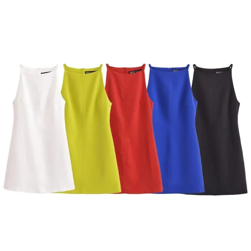 Fashion Summer Dresses 2024 Womens Dresses Bodycon Sleeveless Mini Dress White Red Blue Black Yellow Dress Vacation Dresses — image 3