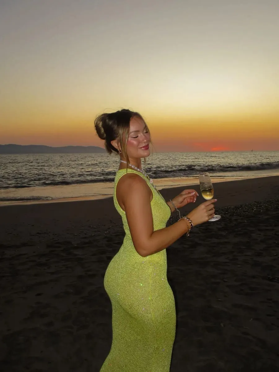 Summer Women's Vacation Style Solid Color Sexy Translucent Sleeveless Beach Dress Hot Girl Dress — image 6