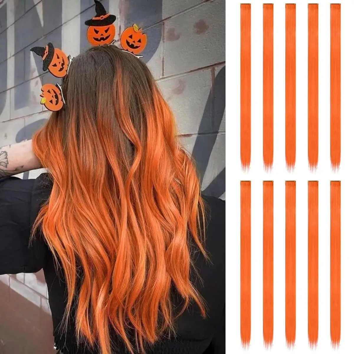 G&T Wig Synthetic 10PC Colored Hair Extensions 22Inch Straight Clip in Hair Extension Rainbow Hairpiece for Girls