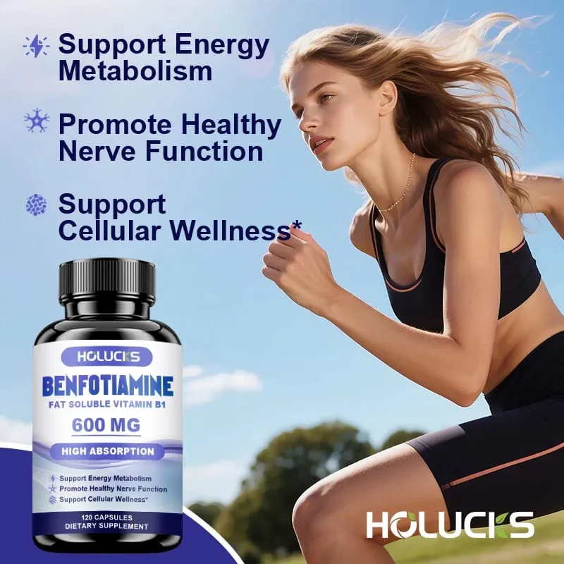 Les capsules de benfotiamine avec de la vitamine B1 liposoluble soutiennent la santé nerveuse, le métabolisme énergétique et le bien-être cellulaire pour hommes et femmes — image 2