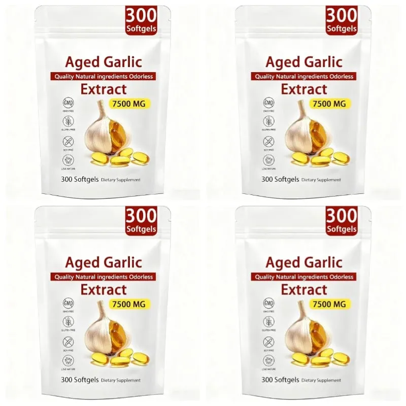 Capsule molli di estratto di aglio invecchiato Supporto per l'equilibrio immunitario inodore Formula quotidiana ricca di antiossidanti 7500 Mg Vitalità cardiaca 300 capsule molli — image 11