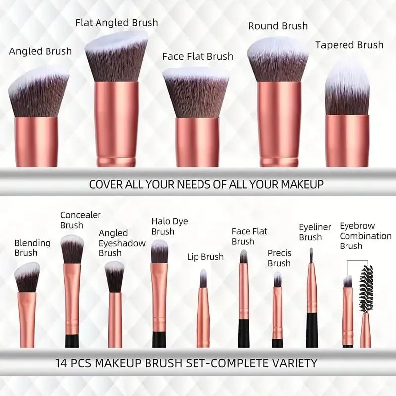 14PCS Makeup Brushes Set Professional Foundation Eye Shadow Concealers Blending Blush Brush Kabuki Soft Fluffy Women Beauty Tool — image 2