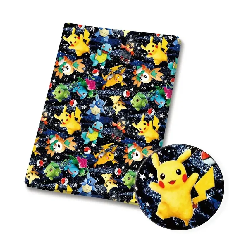 Pokemon Kartun Fabric140*50Cm Buatan Tangan Jahit Patchwork Quilting Gaun Bayi Rumah Lembar Dicetak Kain Kain Jahit Anak-anak — image 7