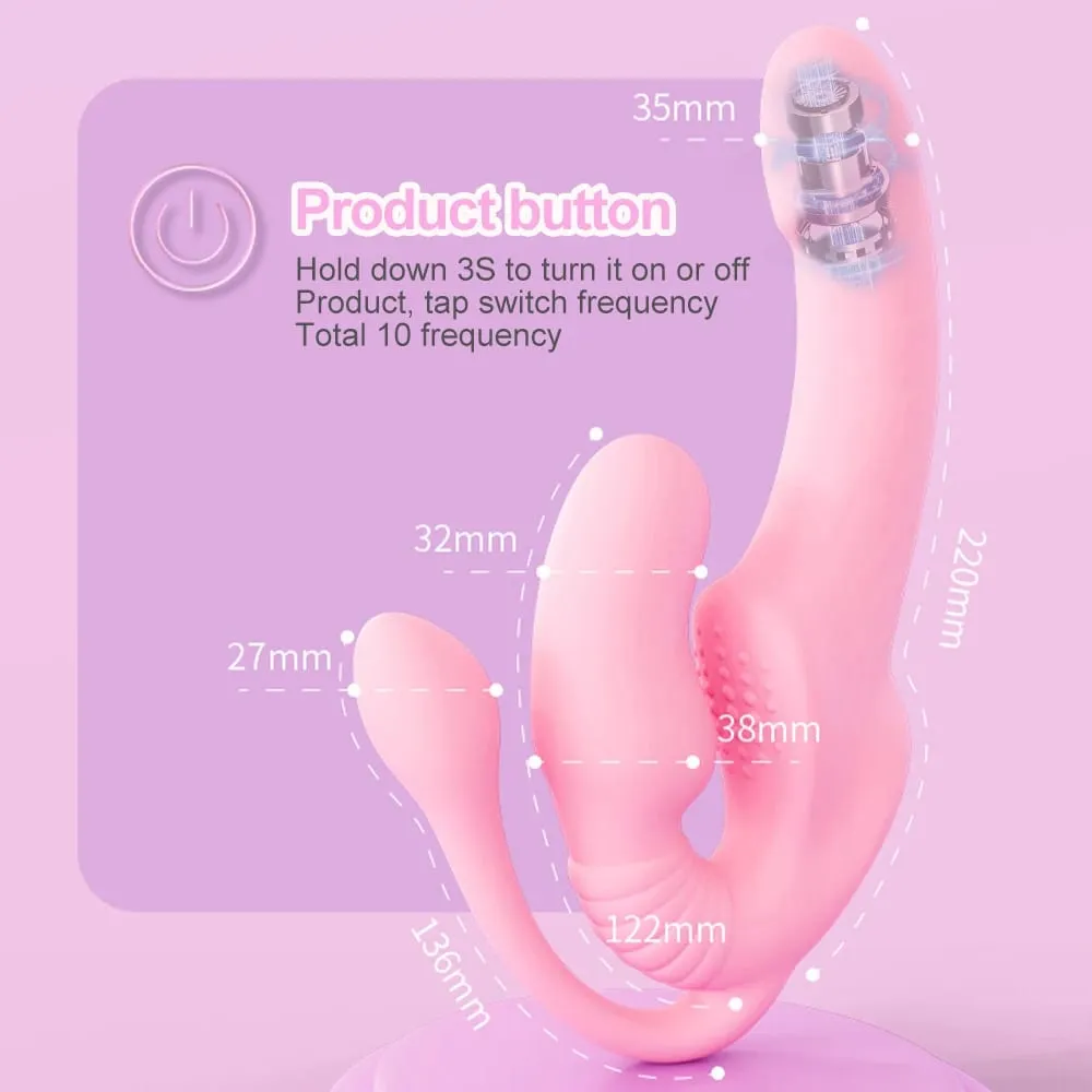 สายหนังที่ไม่มีสายหนังบนDildo Vibrator Anal Plugนวดเลสเบี้ยน 3 ใน 1 Vibrator G-Spotกระตุ้นClitoris Sex Toyสำหรับคู่