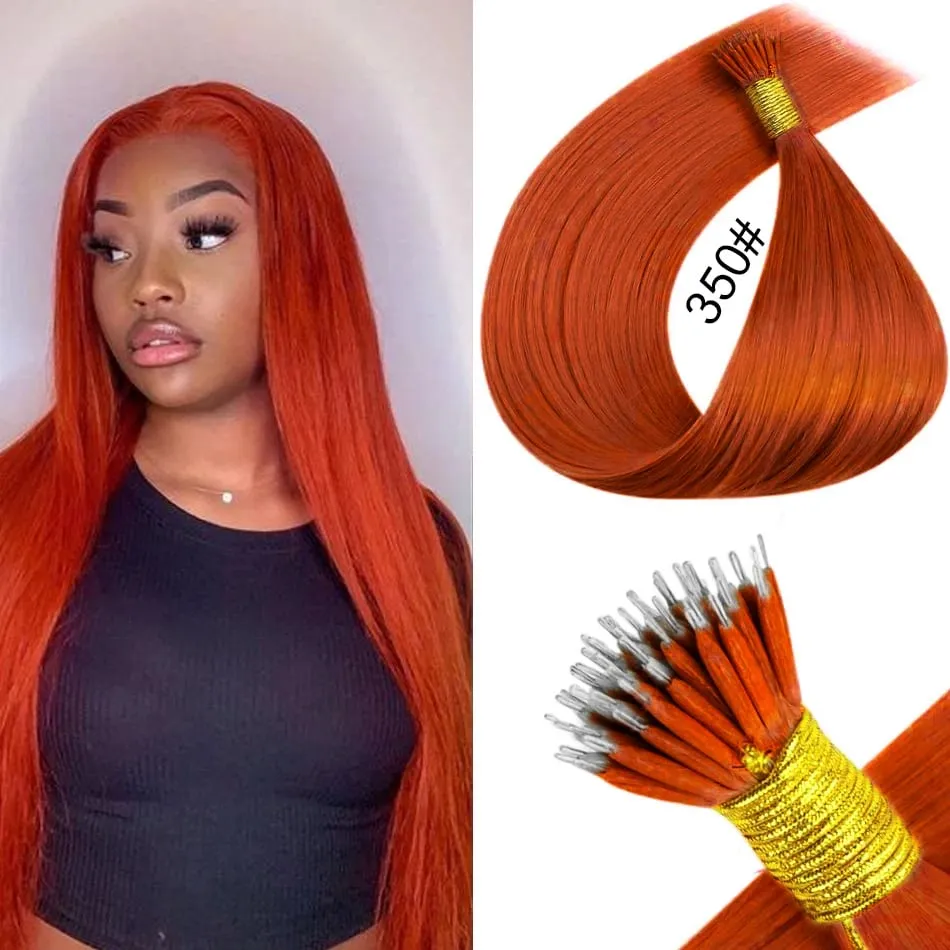 Nano Rings Hair Extension Real Human Hair Invisible Mini Silicone Beads Black Brown Blonde Microlink 100% Human Hair Extensions — image 18