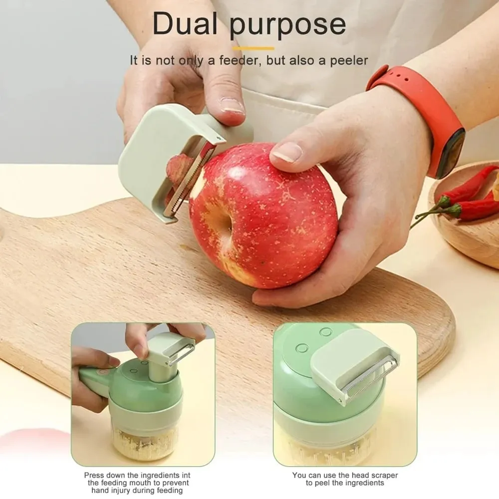 4 in 1 Handheld Electric Vegetable Cutter Wireless Food Processor Vegetable Slicer Set Pepper Garlic Mash Minced Cooking Gadgets — image 9