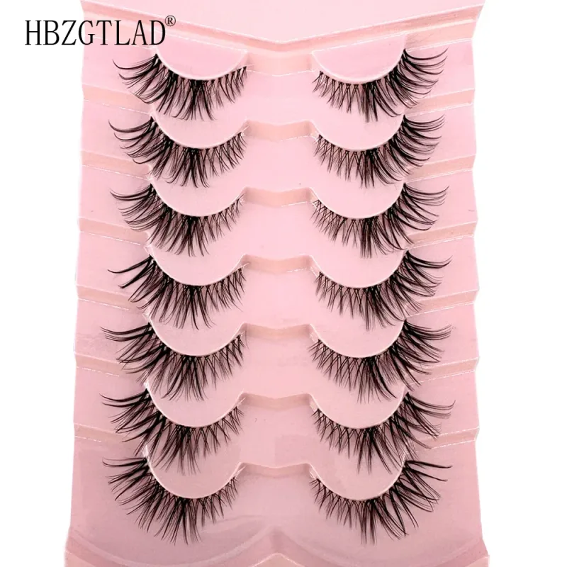 7/8PairsCat Eye Eyelashes manga Lashes 3D Clear Band Lashes naturalHalf Lashes End Eye Elongated Mink Eyelashes Fluffy Eyelashes