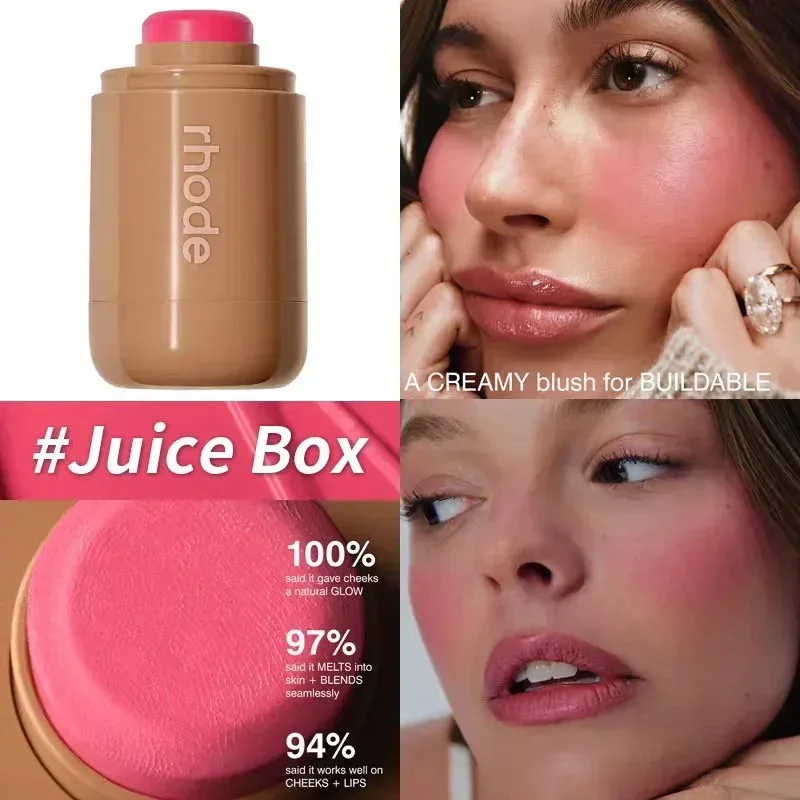 INS Pocket Powder Blusher Stick Lip Cheek Hydrating Stick Natural Rouge Powder Blusher Cream Lipstick Cheek Teacup Candy Color