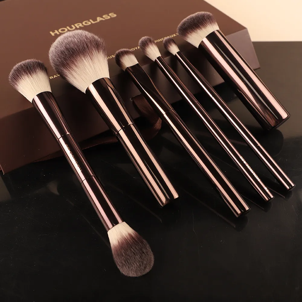 7pcs/set Hourglass Makeup brushes Powder Foundation Blush Eyeshadow Crease Make up brush Concealer with cosmetic bag Gift box — image 2