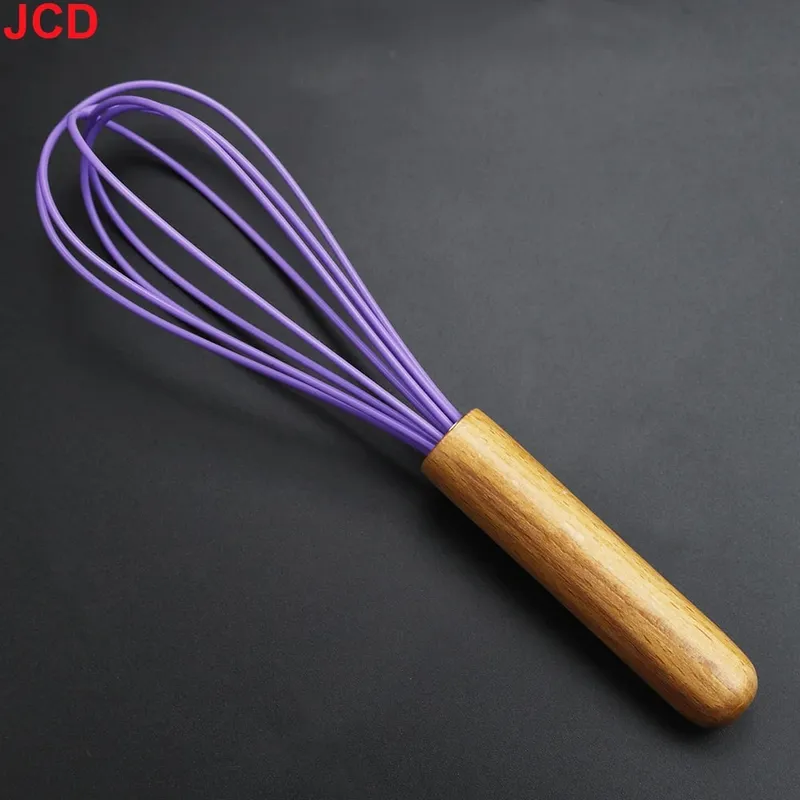 JCD Silicone Egg Beater Whisk Wooden Handle Kitchen Hand Egg Beater Gadgets Kitchen Tools Baking Accessories — image 9
