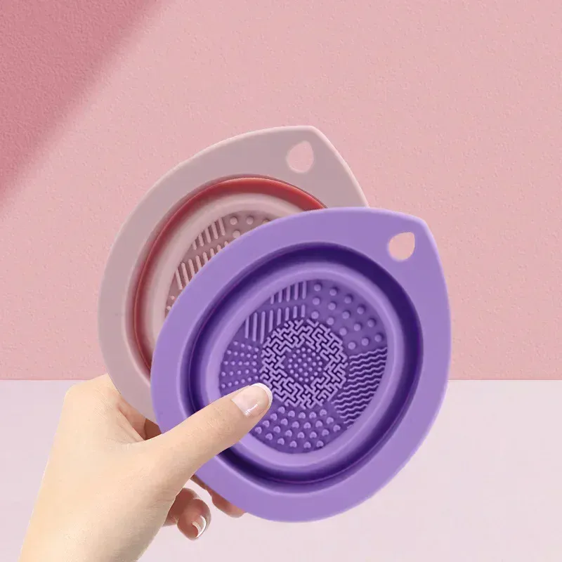 Eyeshadow Brushes Washing Soft Mat Beauty Tools Scrubber BoxSilicone Makeup Brush Cleaner Folding Powder Puff Cleaning Bowl